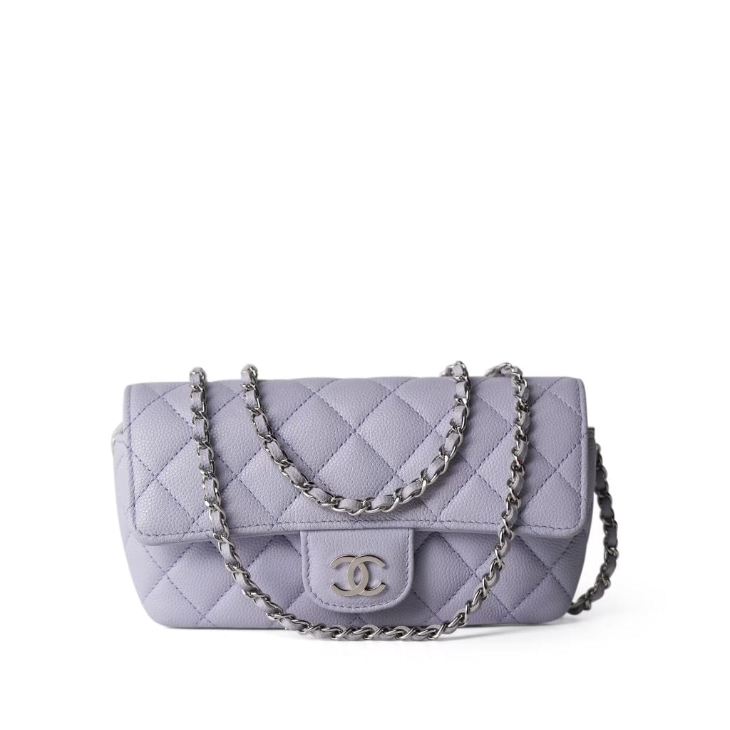 21K Lilac Caviar Quilted Classic Sunglasses Case with Chain SHW