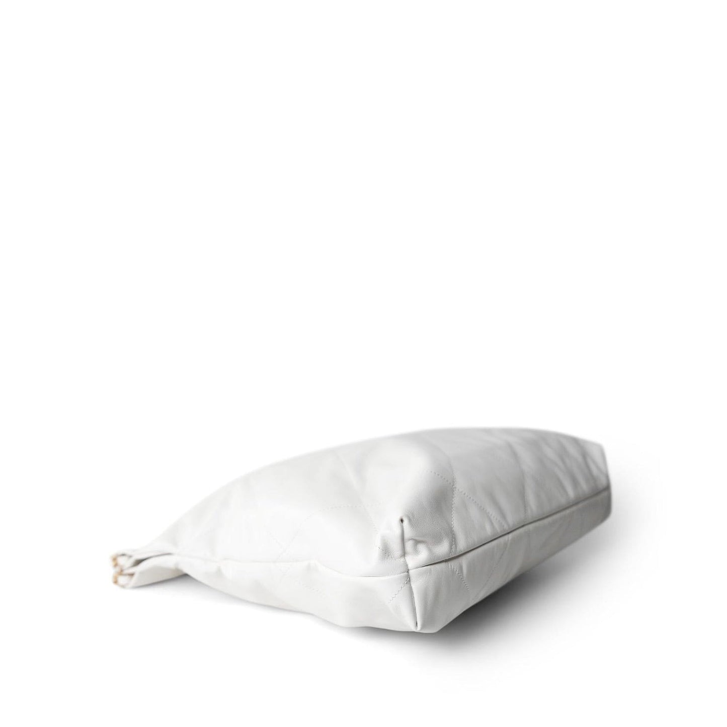 White Calfskin Quilted 22 Hobo Bag Medium Antique Gold Hardware