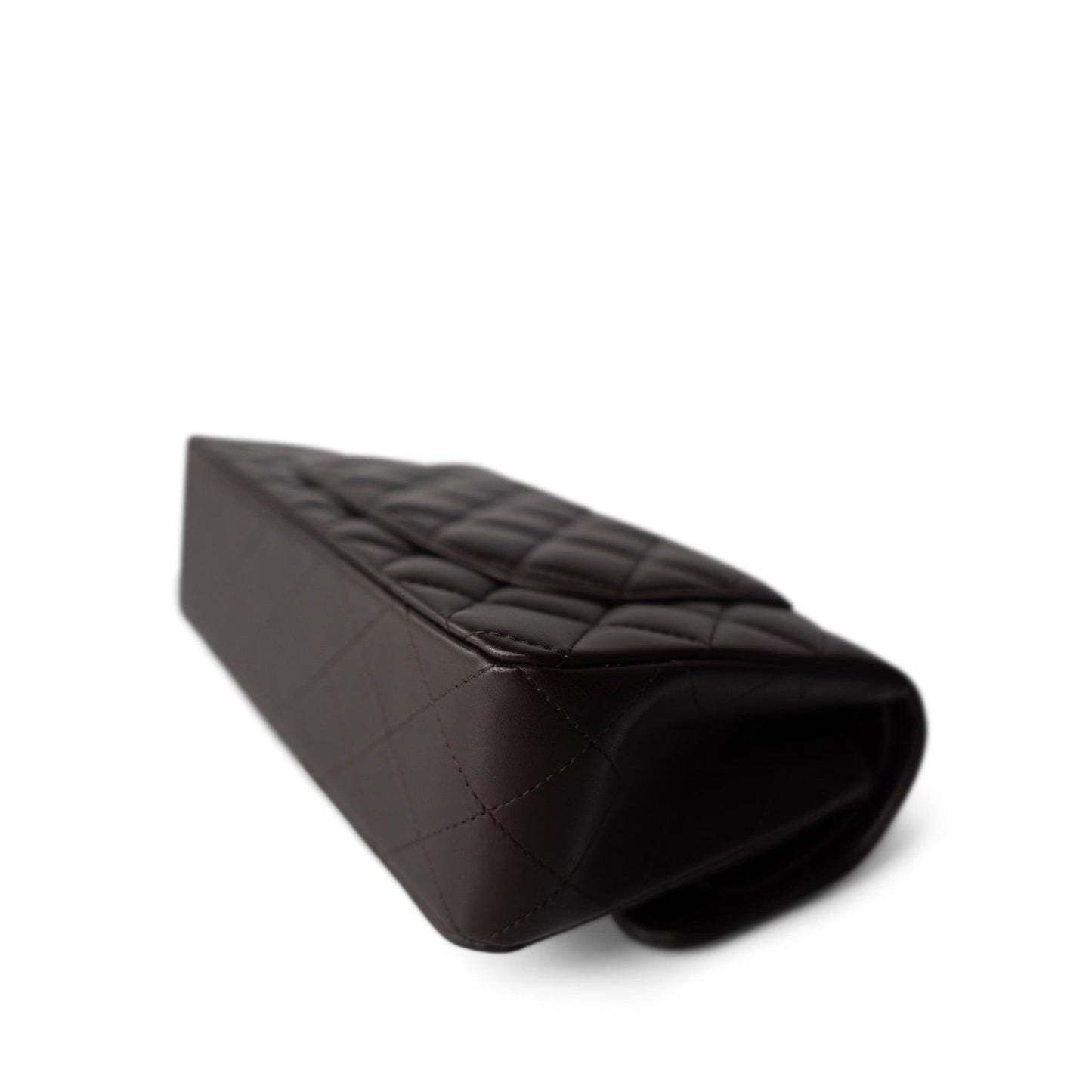 21A Dark Brown Lambskin Quilted Classic Flap Small LGHW