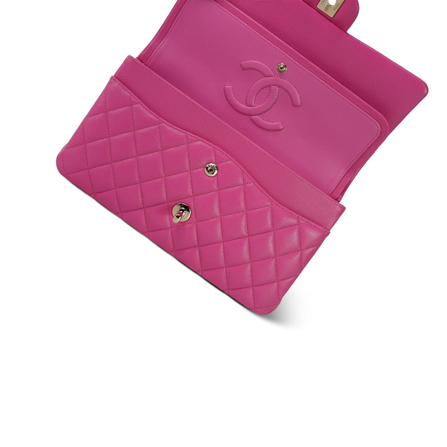 19C Pink Caviar Quilted Classic Flap Medium Light Gold Hardware