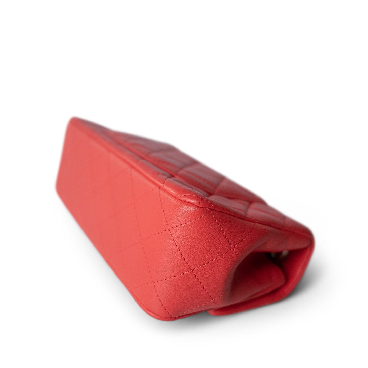 21P Red Lambskin Quilted Mini Rectangular Single Flap