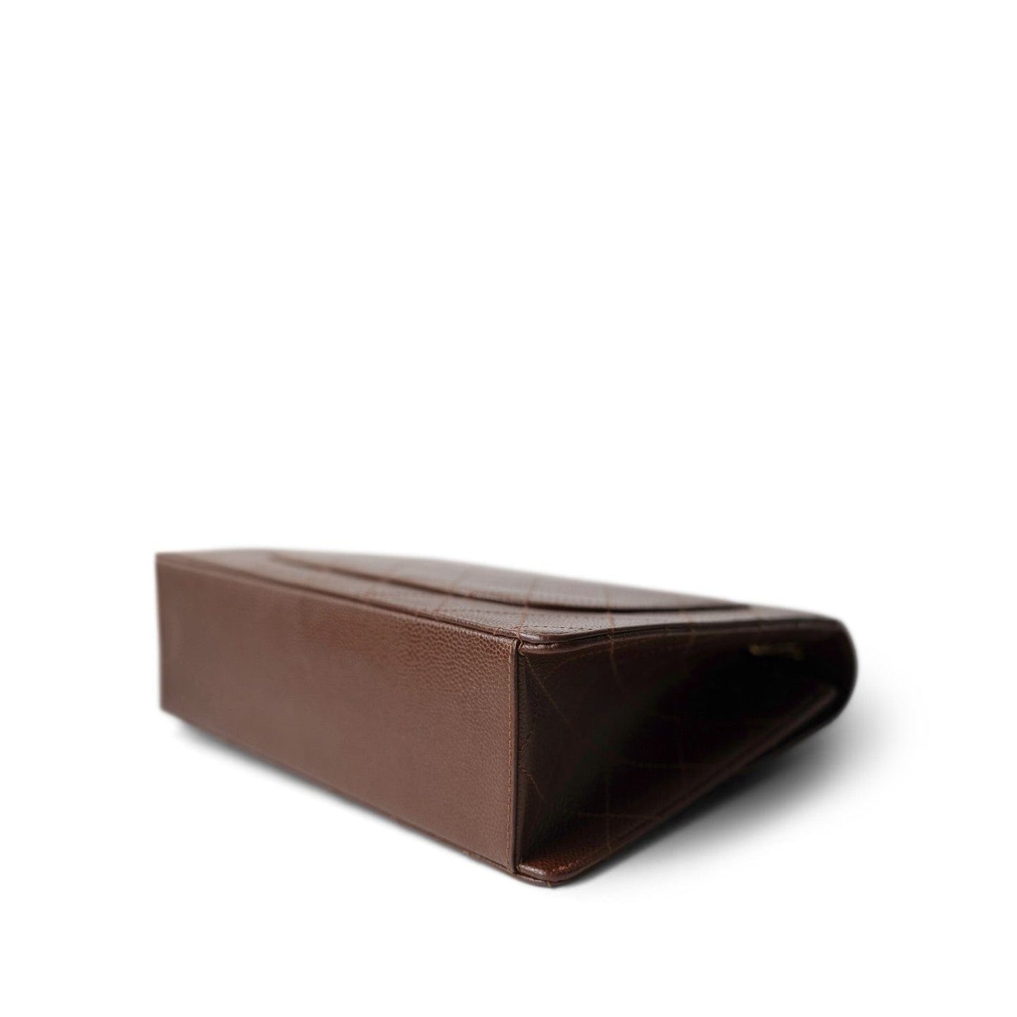 Vintage Brown Caviar Quilted Large Single Flap Bag GHW