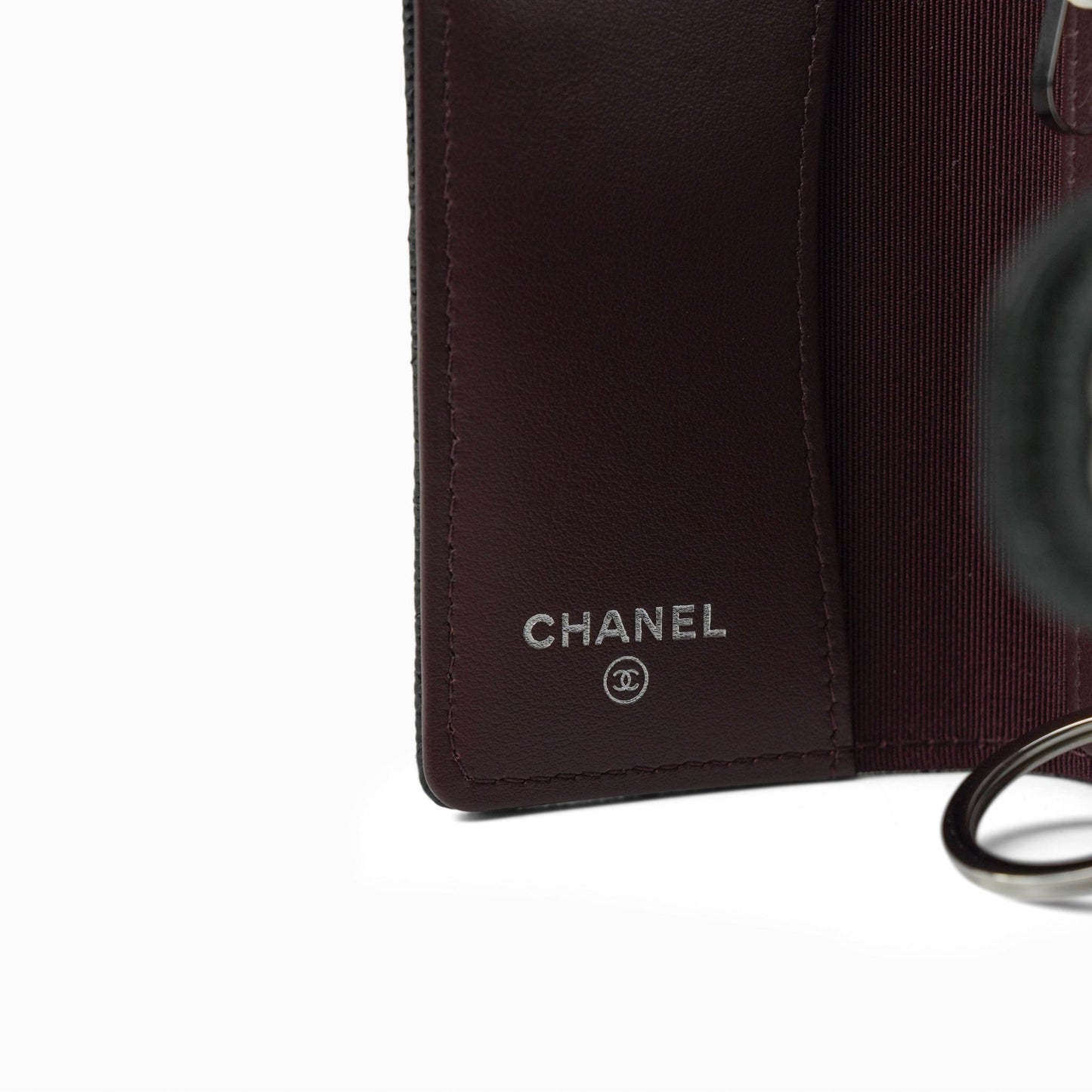 21K Black Caviar Quilted Classic Flap Key Holder SHW