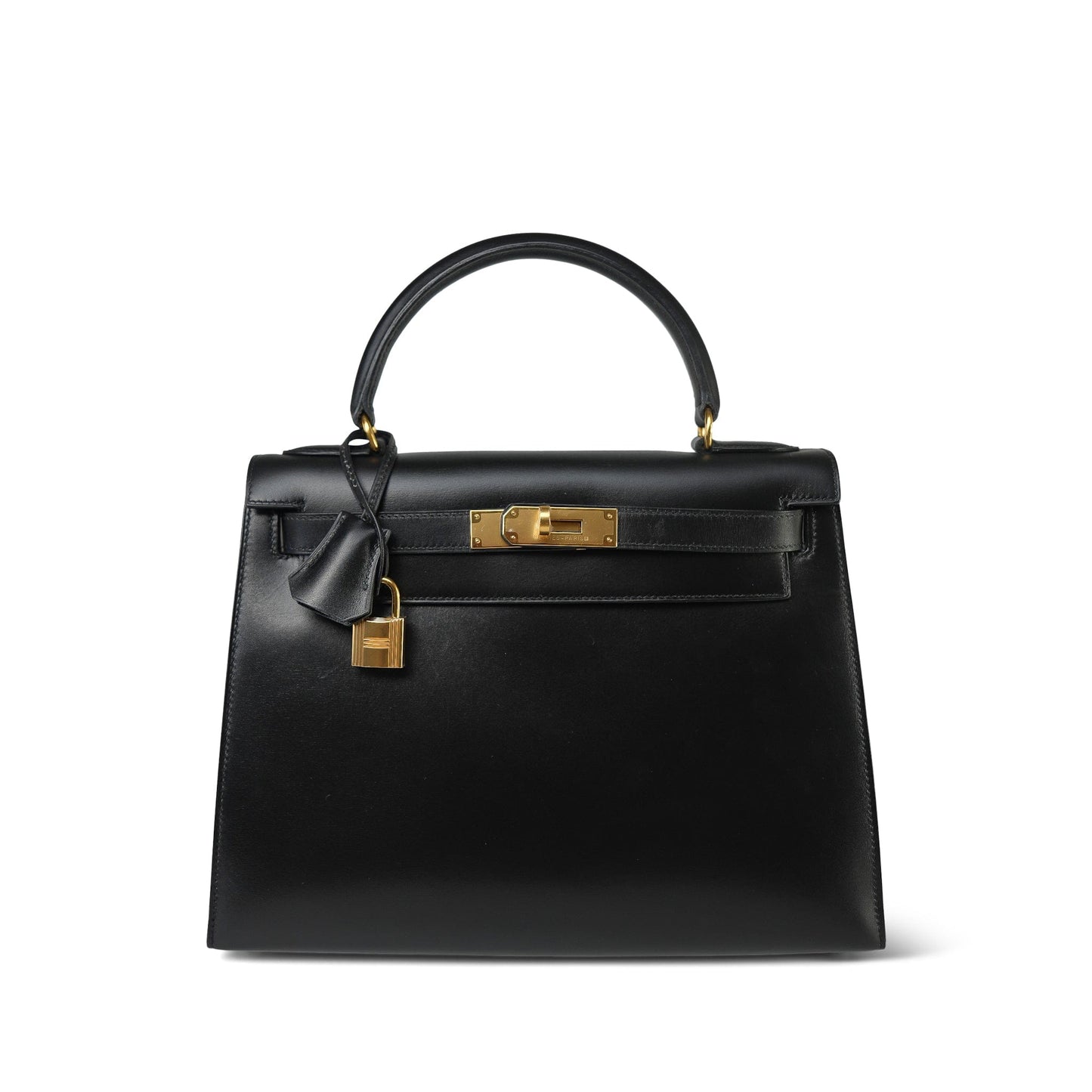 Vintage Kelly Sellier 28 Black Box Calfskin Gold Plated (Y) Stamp