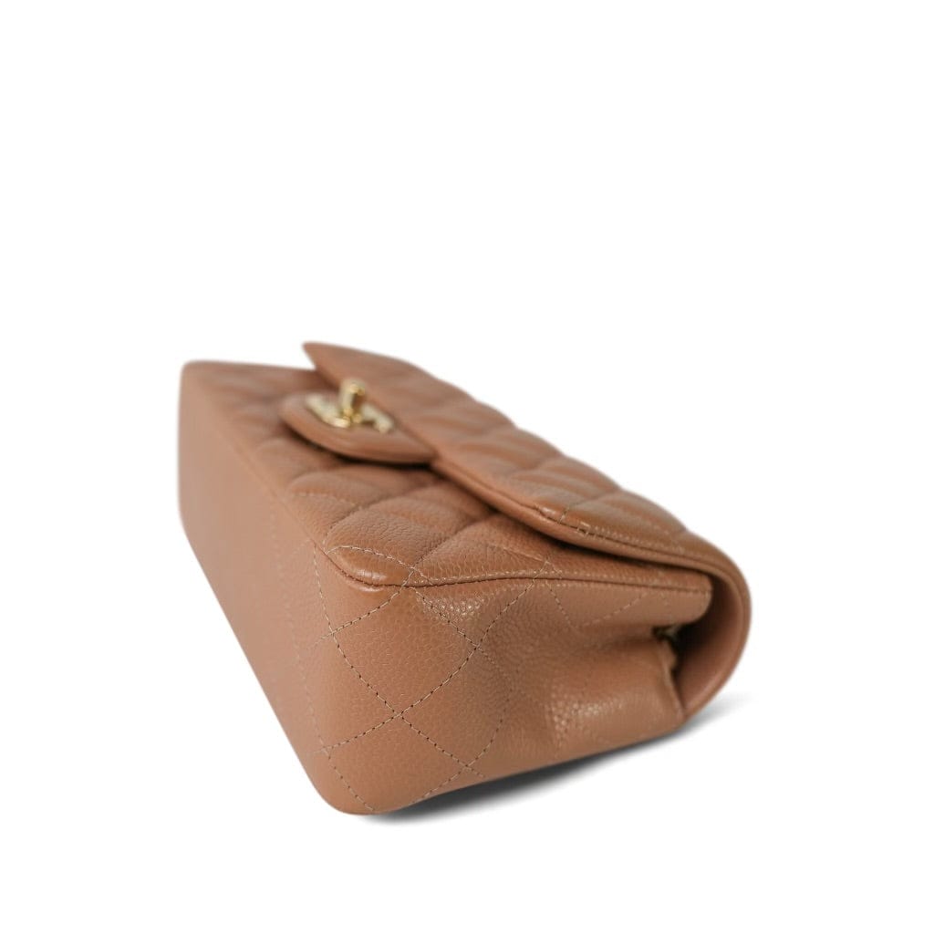 18S Dark Beige Caviar Quilted Mini Rectangular Flap LGHW