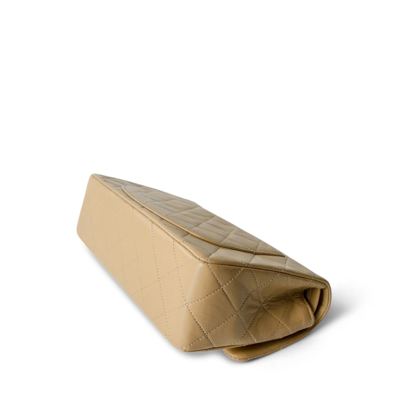 Vintage Beige Lambskin Quilted Classic Flap Small GHW