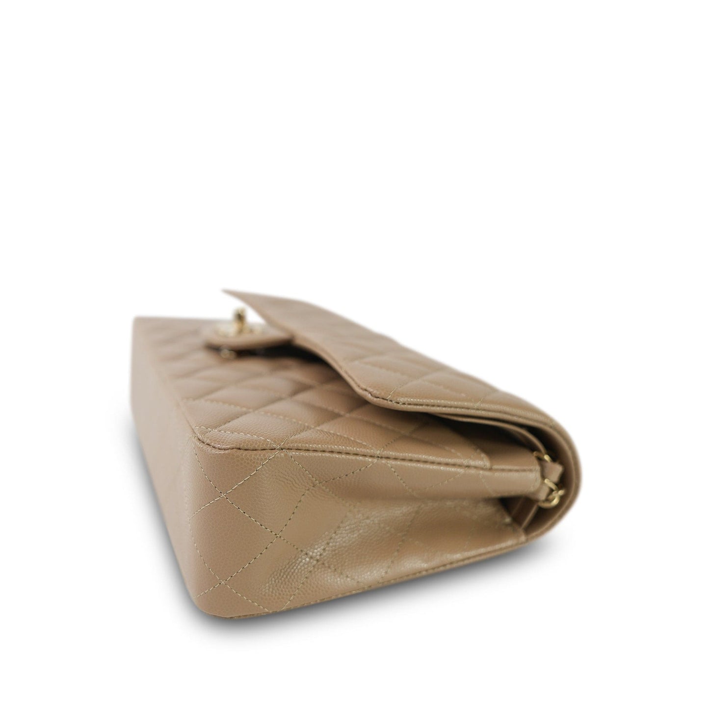 22A Dark Beige Quilted Caviar Classic Flap Medium LGHW