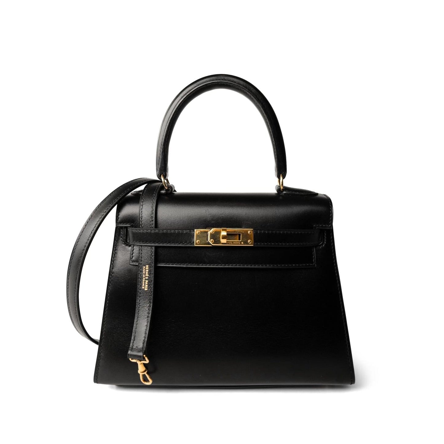 Vintage Mini Kelly Black Box Calfskin Gold Plated [B] Stamp