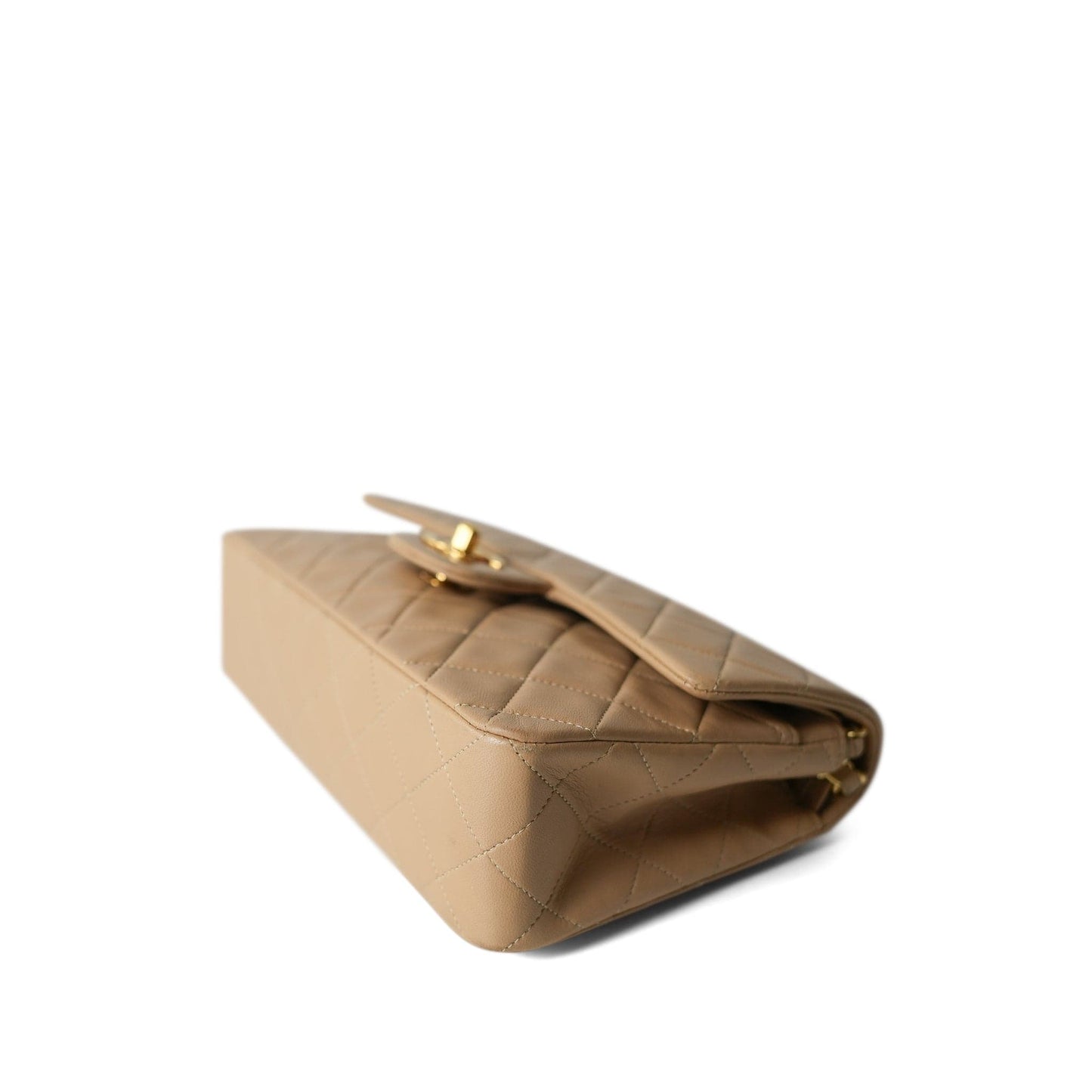 Vintage Light Beige Lambskin Quilted Classic Flap Small GHW