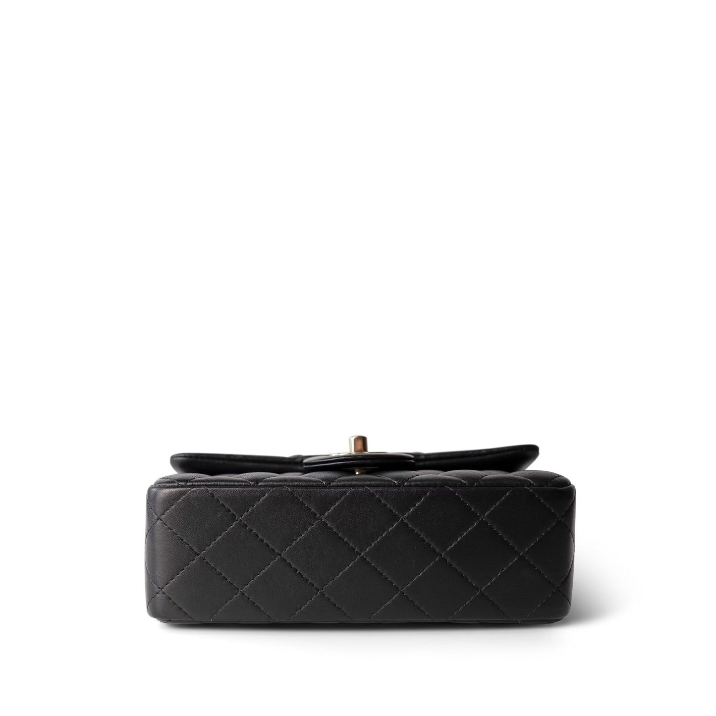 21K Black Lambskin Quilted Mini Rectangular Flap LGHW