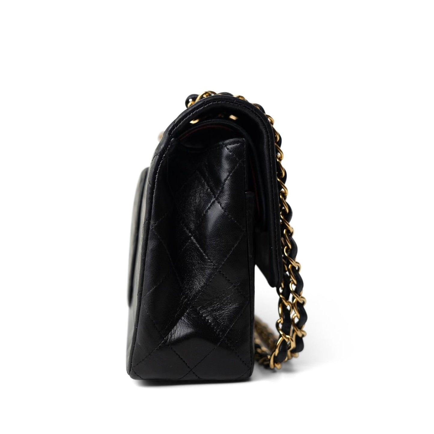 Vintage Black Lambskin Quilted Classic Flap Bag Medium GHW