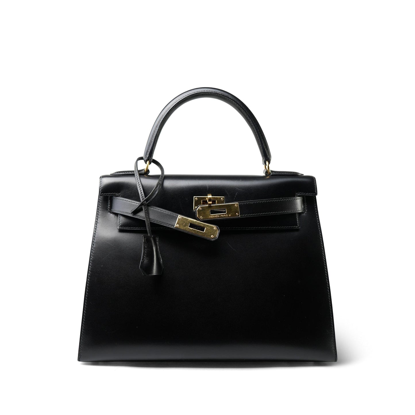 Vintage Kelly 28 Black Box Calfskin Gold Plated