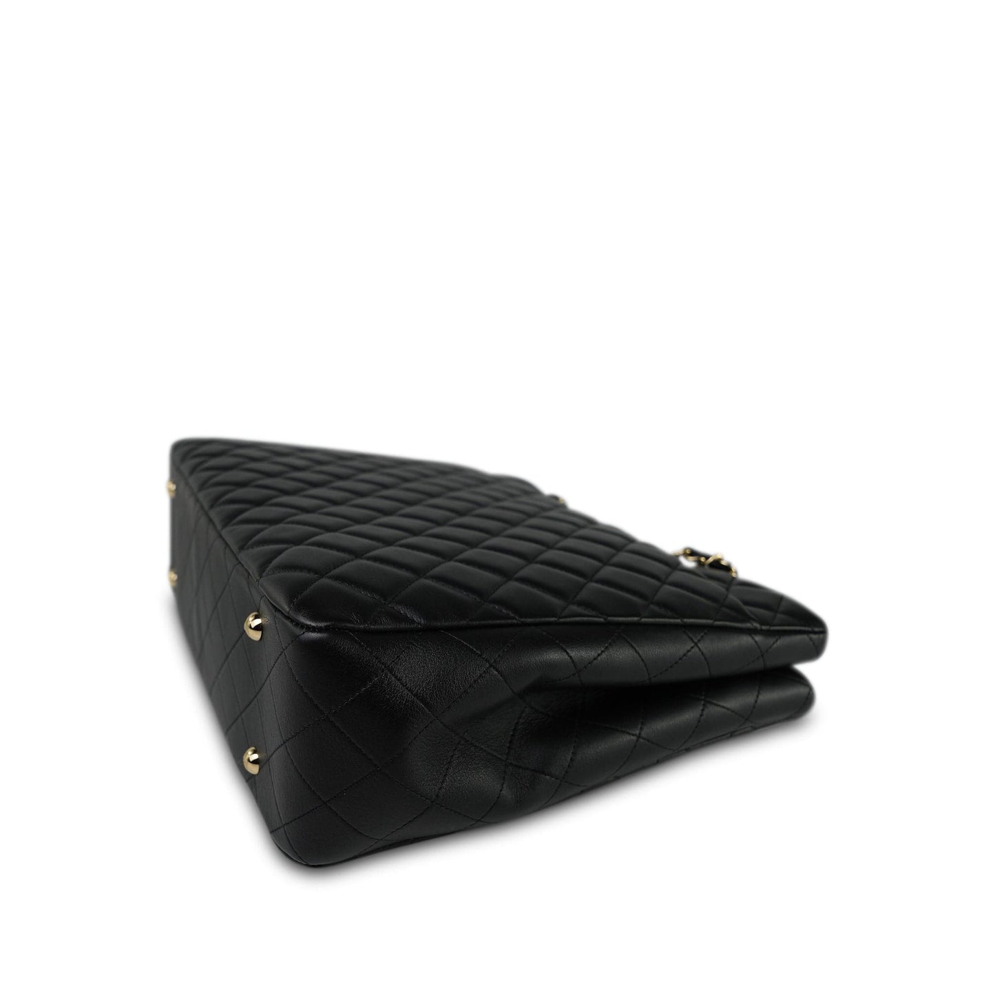 16B Black Lambskin Quilted CC Shopping Tote Large LGHW