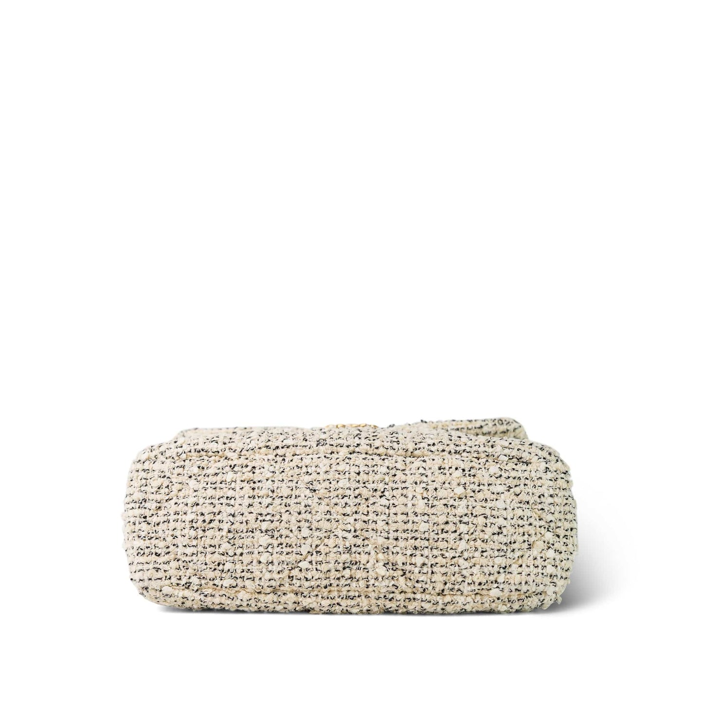 21S Ecru Black & White Tweed Quilted Small 19 Flap Mixed Hardware