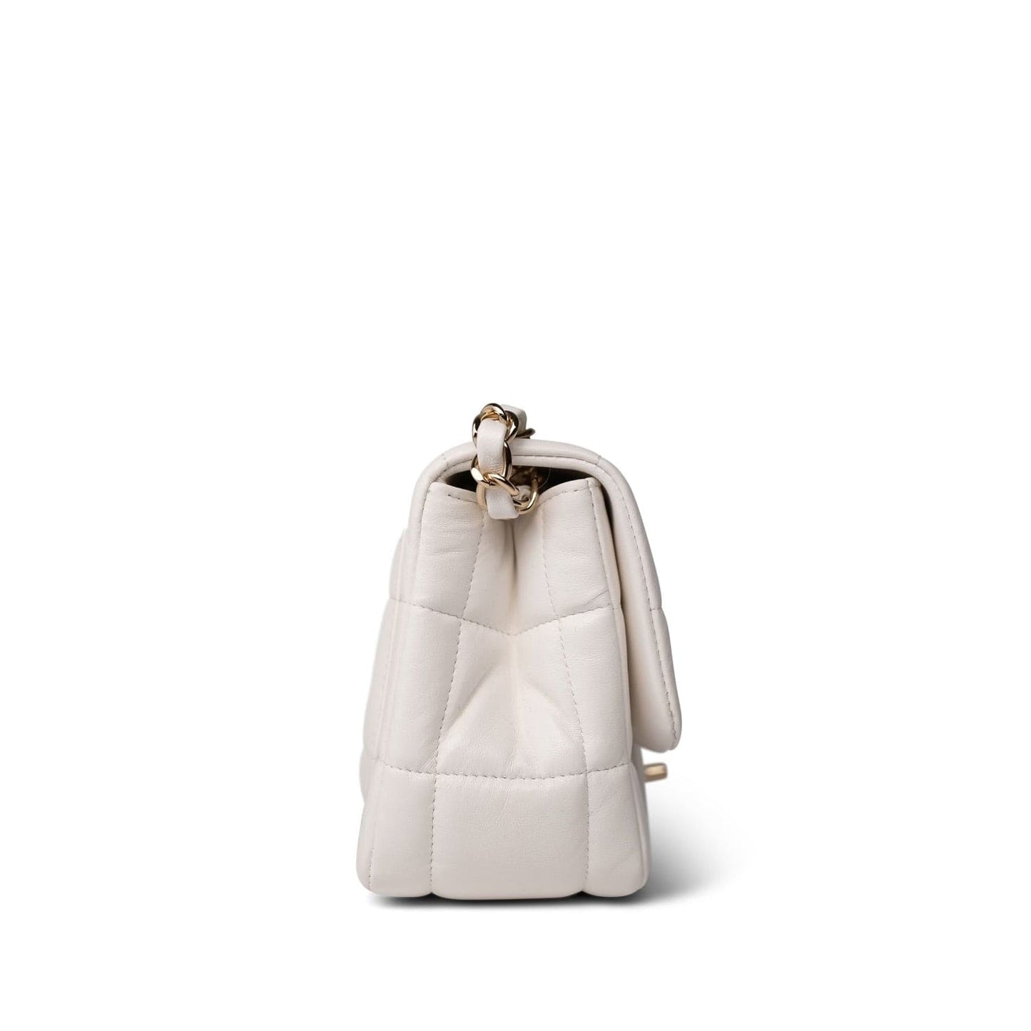 White Lambskin Quilted Monacoco Mini Square Flap LGHW