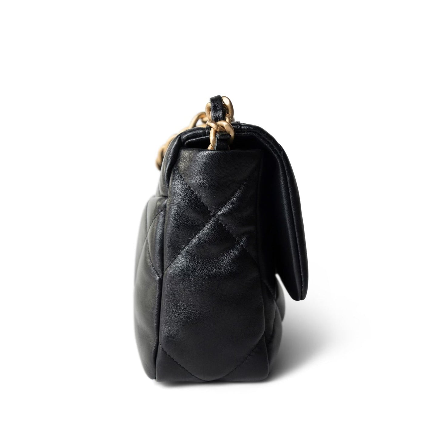 22A Black Lambskin Quilted 19 Flap Small Mixed Hardware