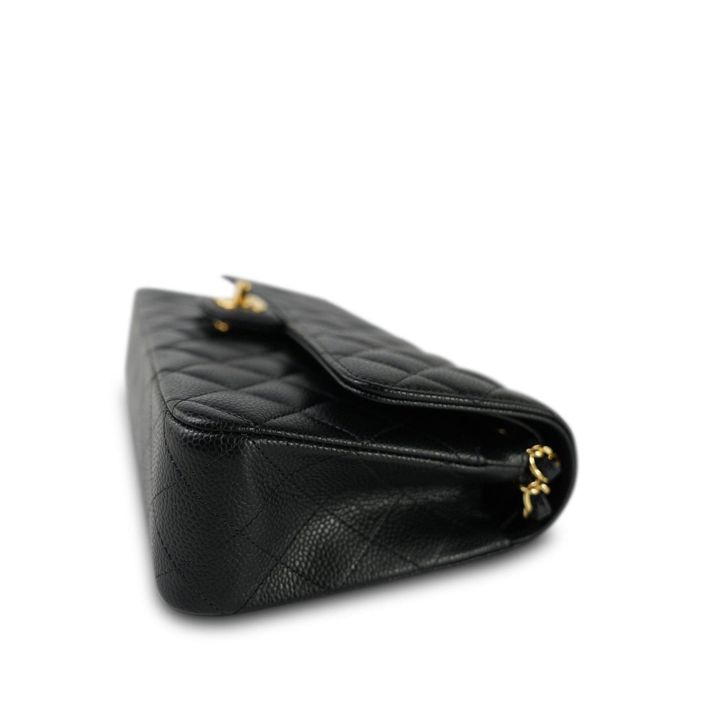 20C Black Caviar Quilted Classic Flap Medium Gold Hardware