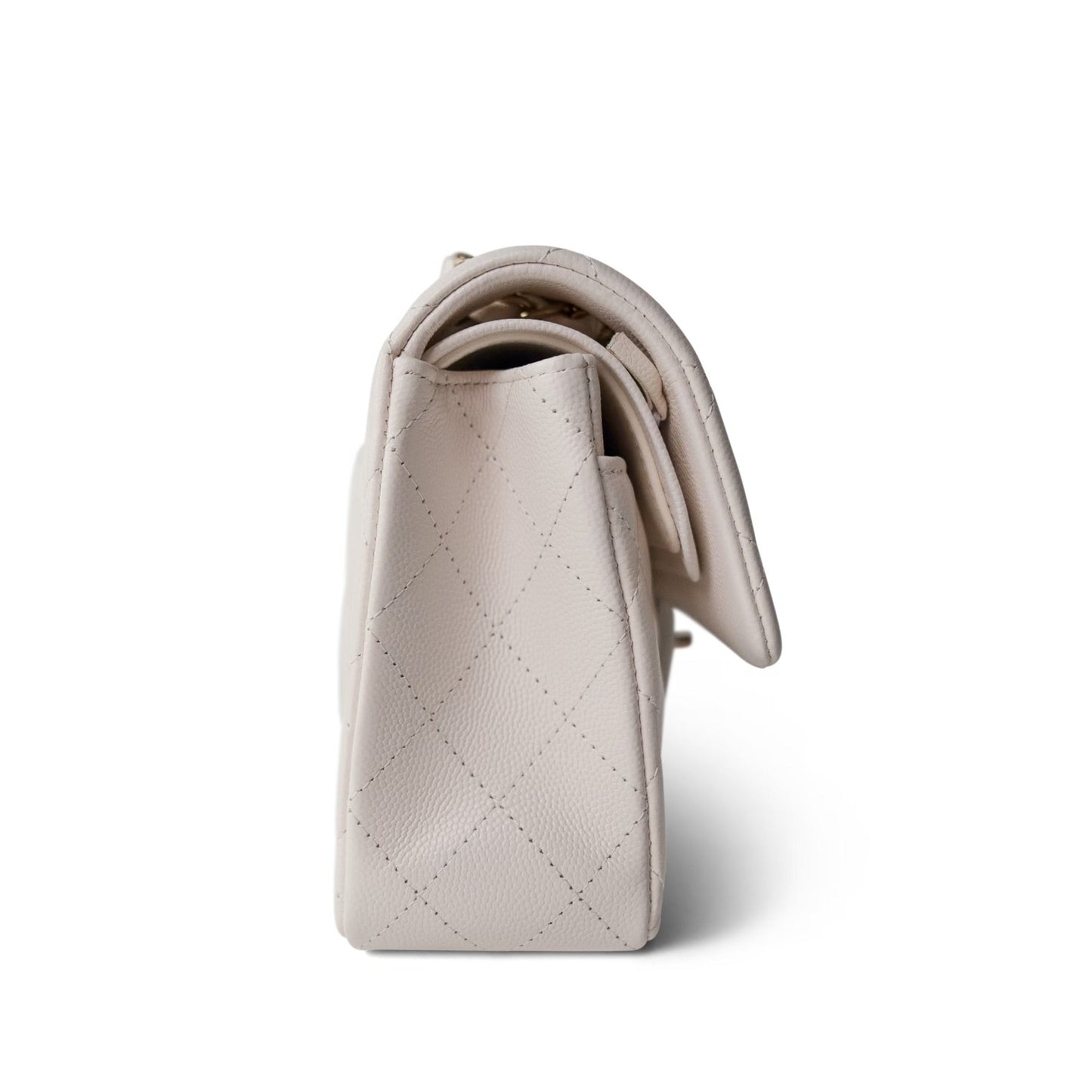 21S White Caviar Quilted Classic Flap Small LGHW