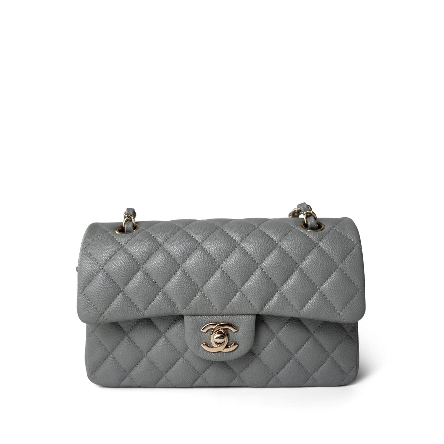 20C Grey Caviar Quilted Classic Flap Small LGHW