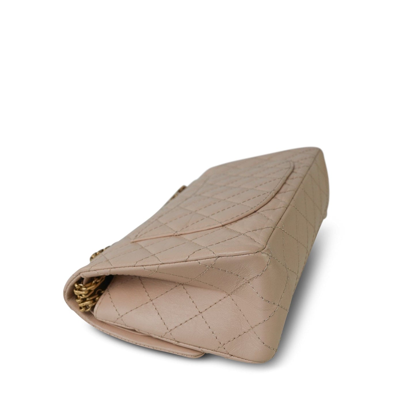 18A Beige Crumpled Calfskin Quilted Reissue 2.55 225 Aged Gold Hardware