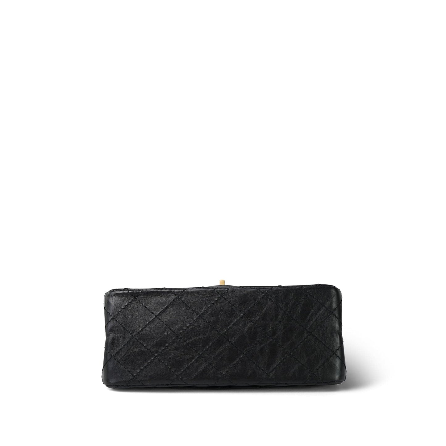 22A Black Crumpled Calfskin Quilted Reissue 2.55 224 Aged Gold Hardware