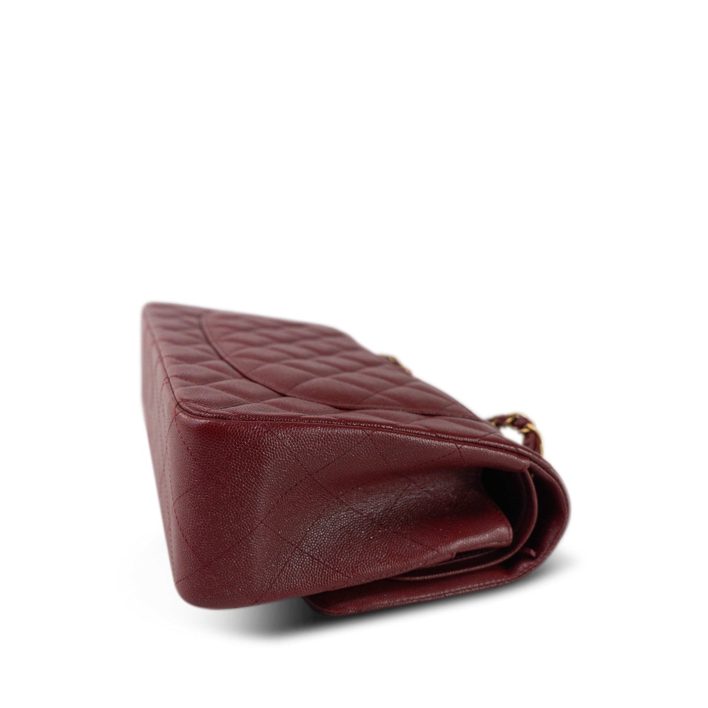 18C Dark Red Glittery Caviar Quilted Jumbo Classic Flap Aged Gold Hardware