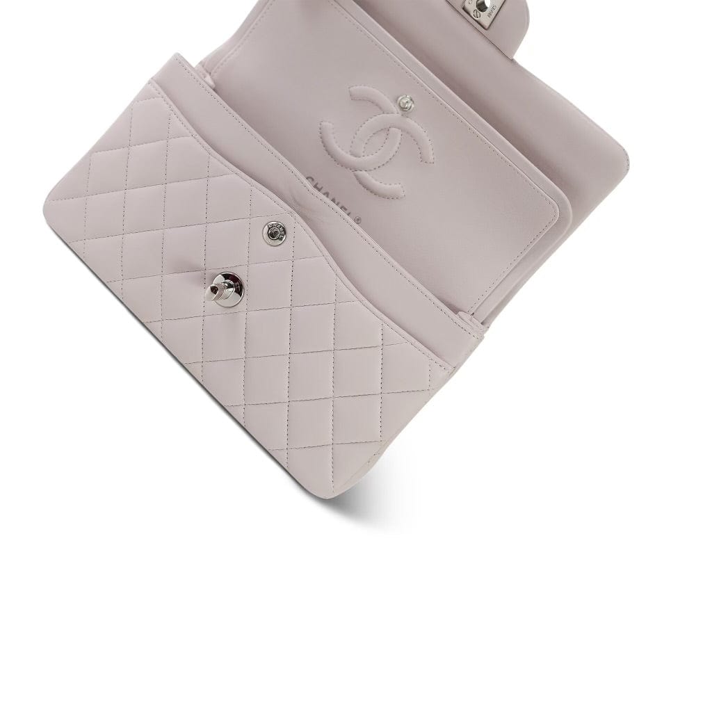 21B Lilac Lambskin Quilted Classic Flap Small Silver Hardware