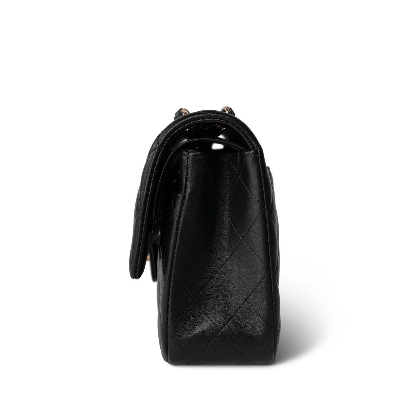 21B Black Lambskin Quilted Classic Flap Medium Rose Gold Hardware