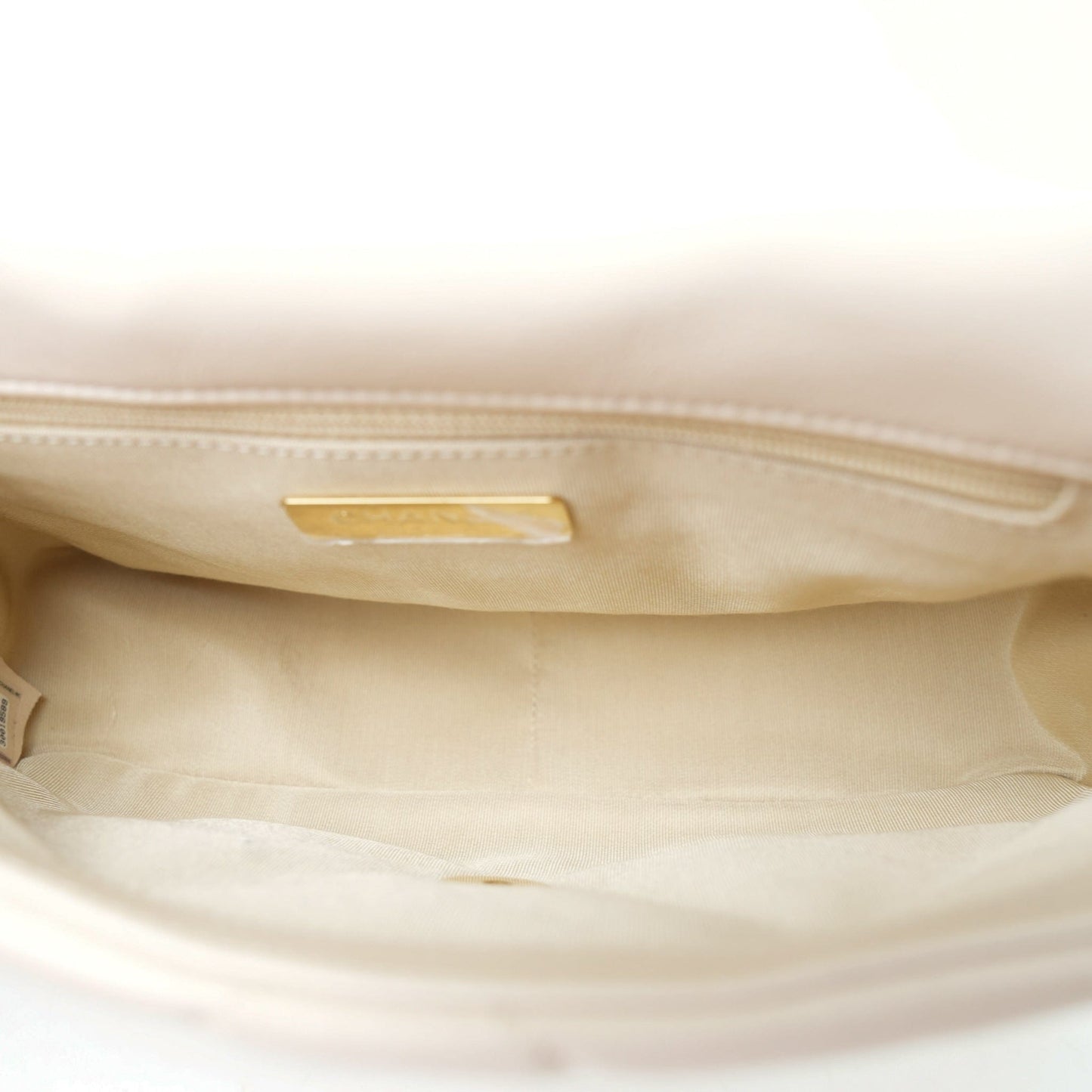 20A Beige Goatskin Quilted 19 Flap Small Mixed Hardware