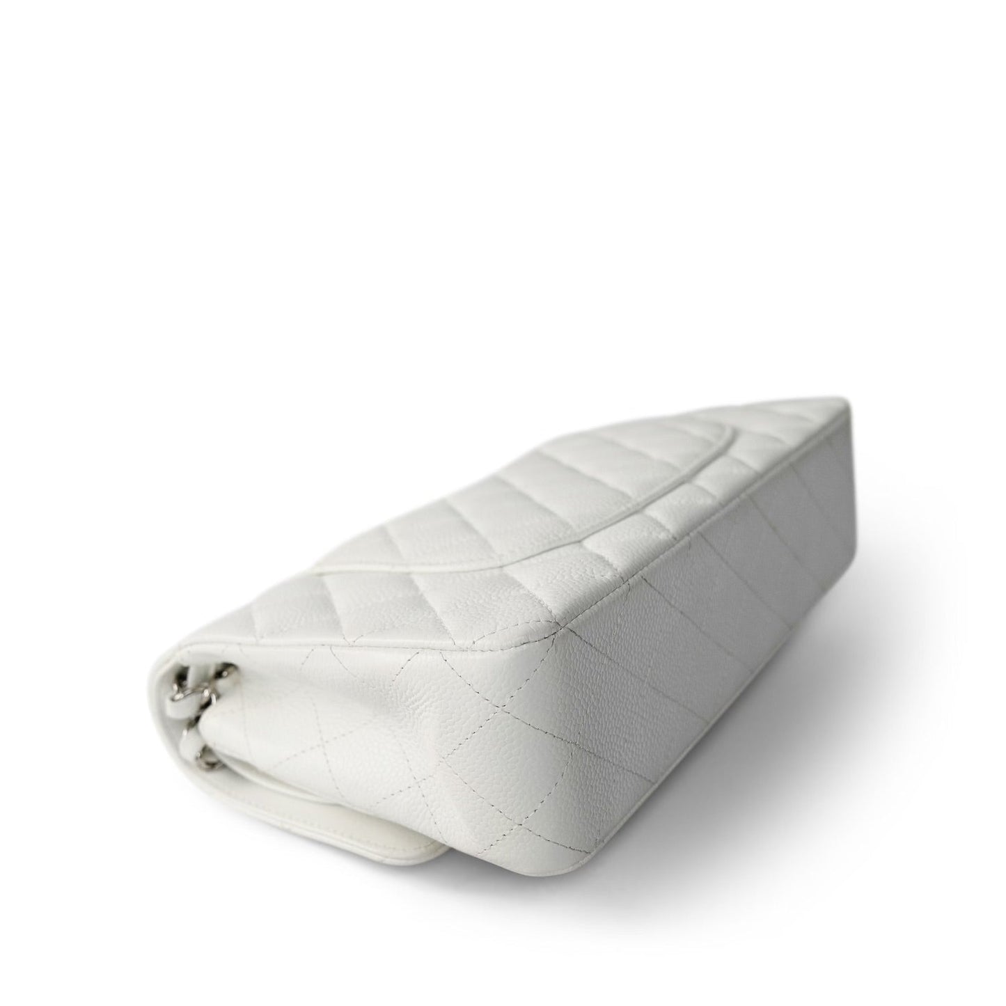 White Caviar Quilted Classic Flap Medium Silver Hardware