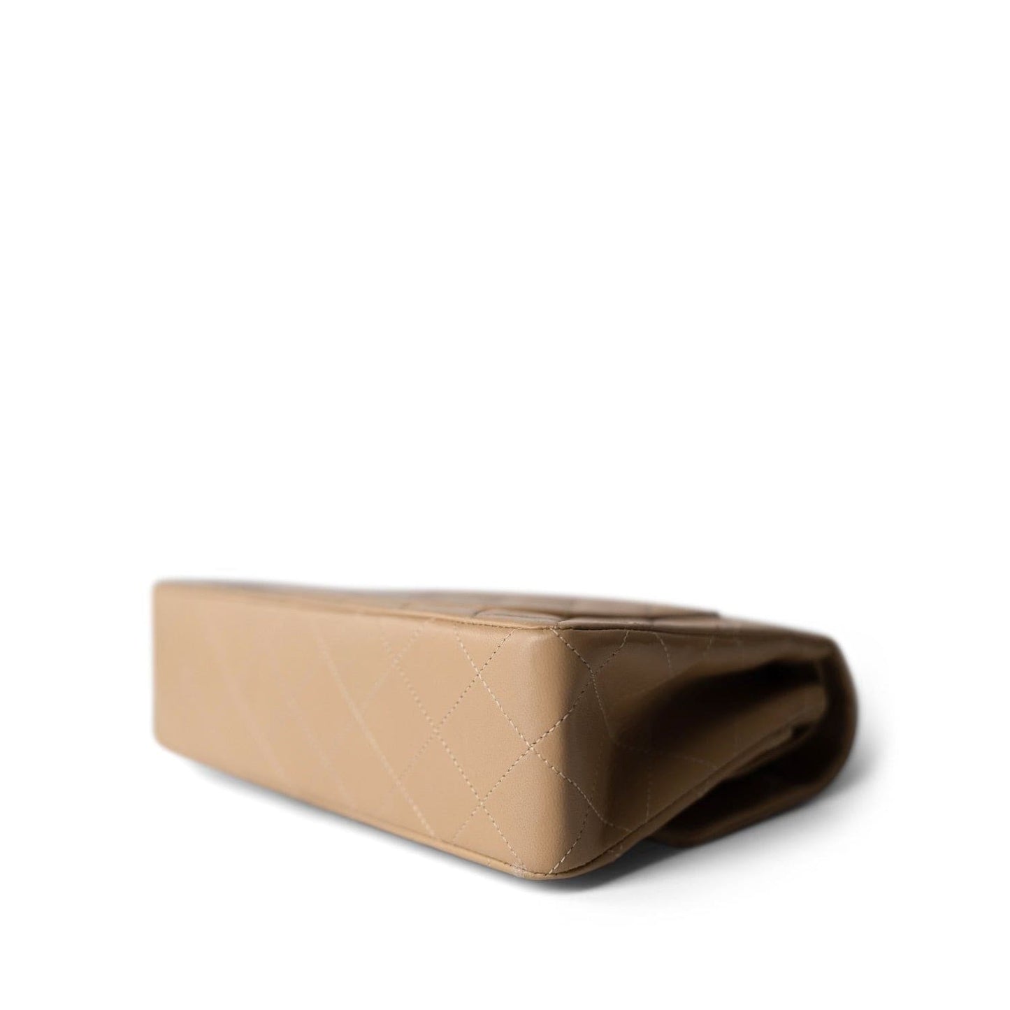 Vintage Light Beige Lambskin Quilted Classic Flap Small Gold Hardware