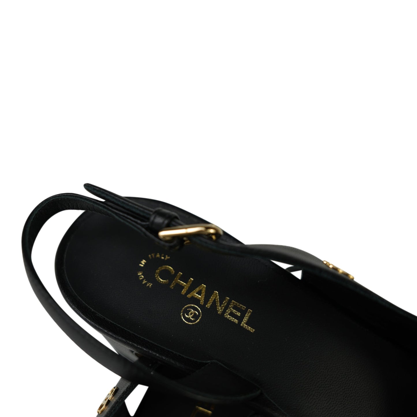 20P Black Lambskin Grosgrain Pearl Cap Toe CC Slingback Pumps Size 39.5