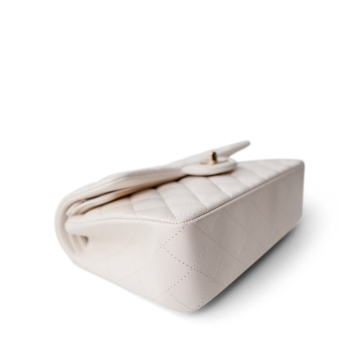21S White Caviar Quilted Classic Flap Small LGHW