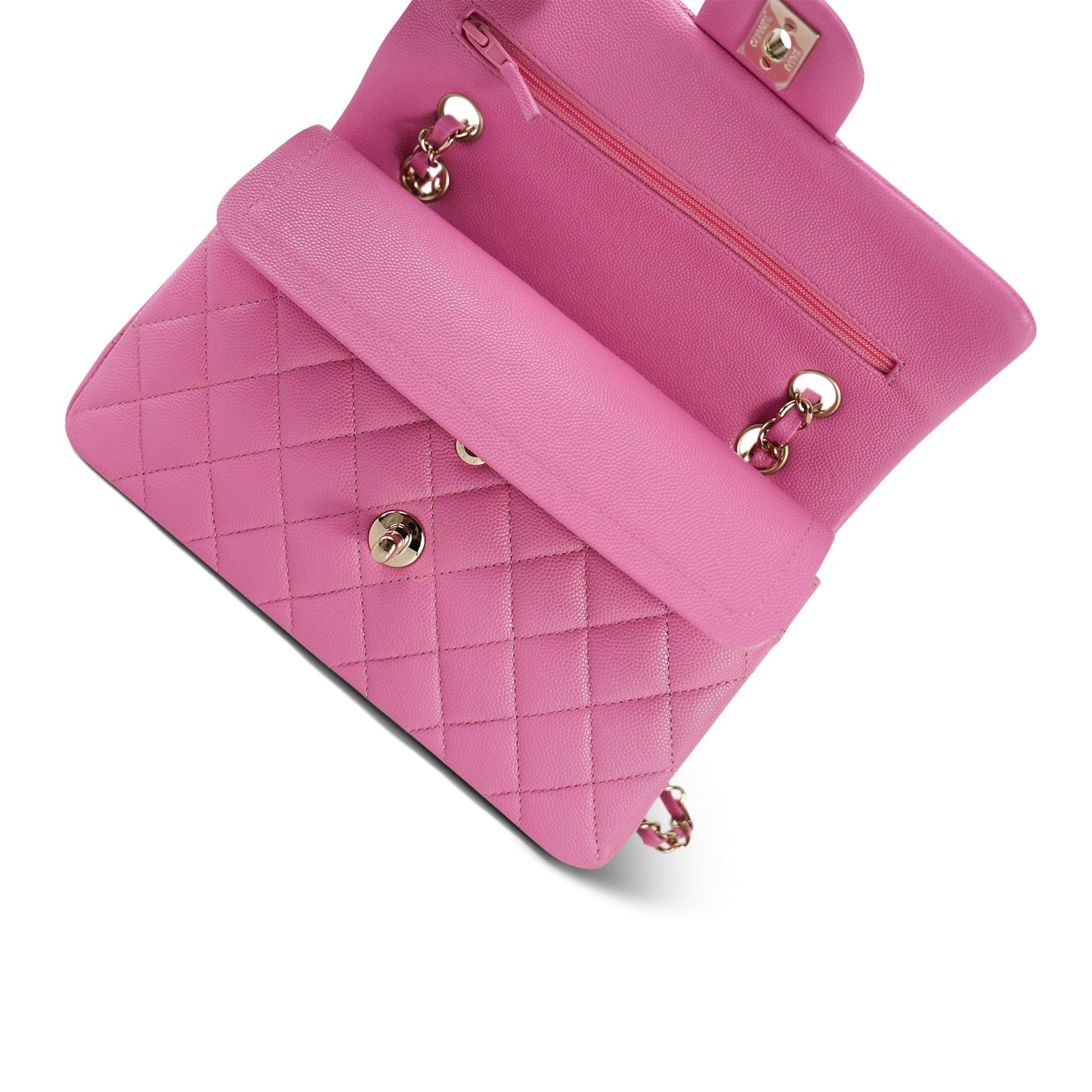 21P Pink Caviar Quilted Classic Flap Small LGHW