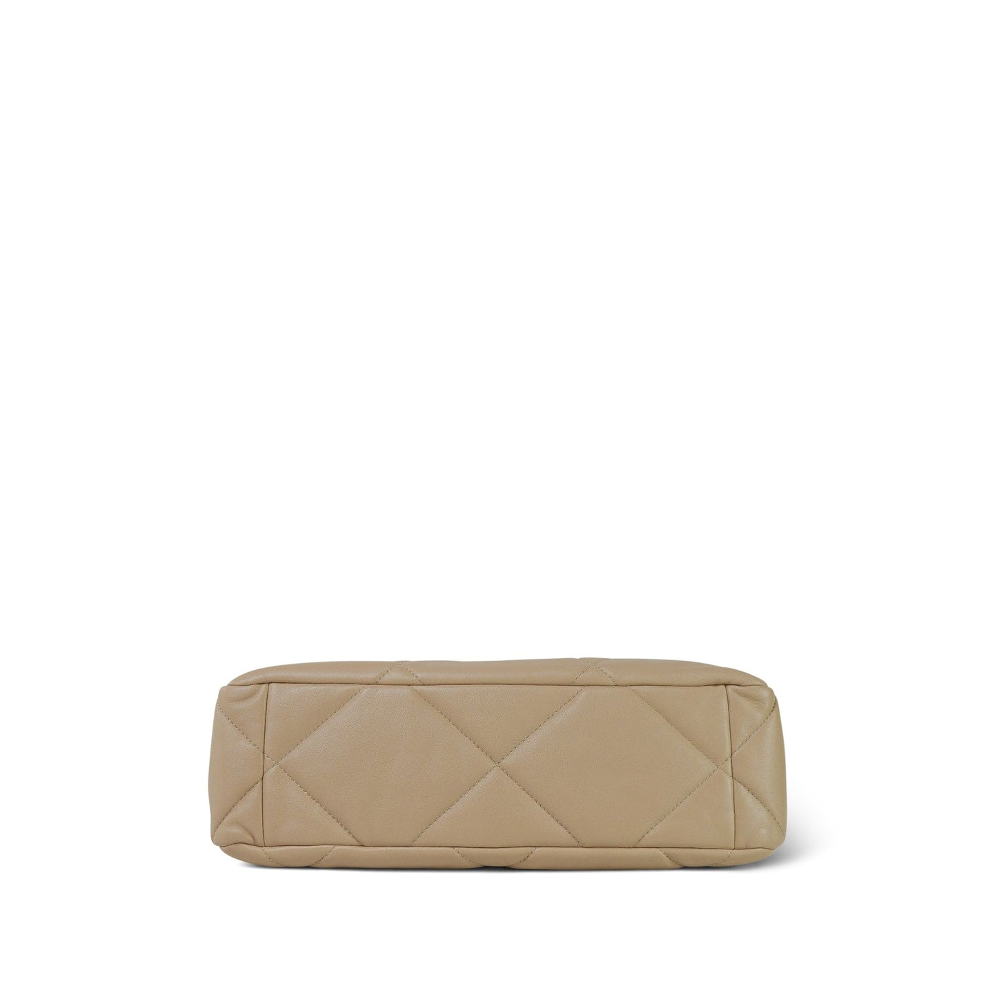 21B Beige Lambskin Quilted 19 Flap Medium/Large Mixed Hardware