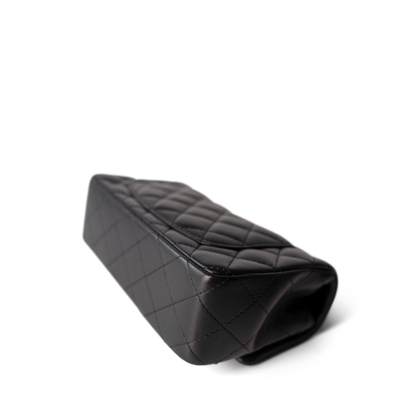 21K Black Lambskin Quilted Mini Rectangular Flap LGHW