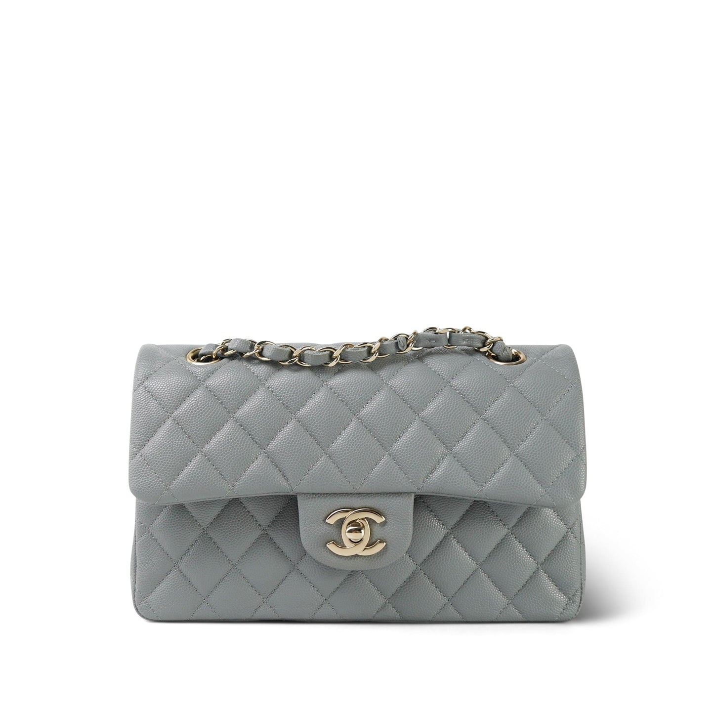 20C Grey Caviar Quilted Classic Flap Small LGHW