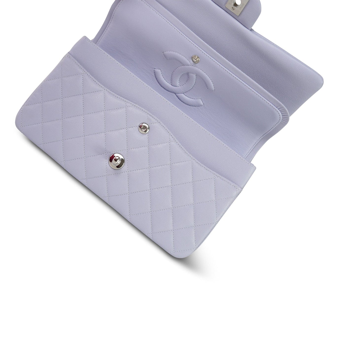 21K Light Purple/ Lilac Caviar Quilted Classic Flap Medium Silver Hardware