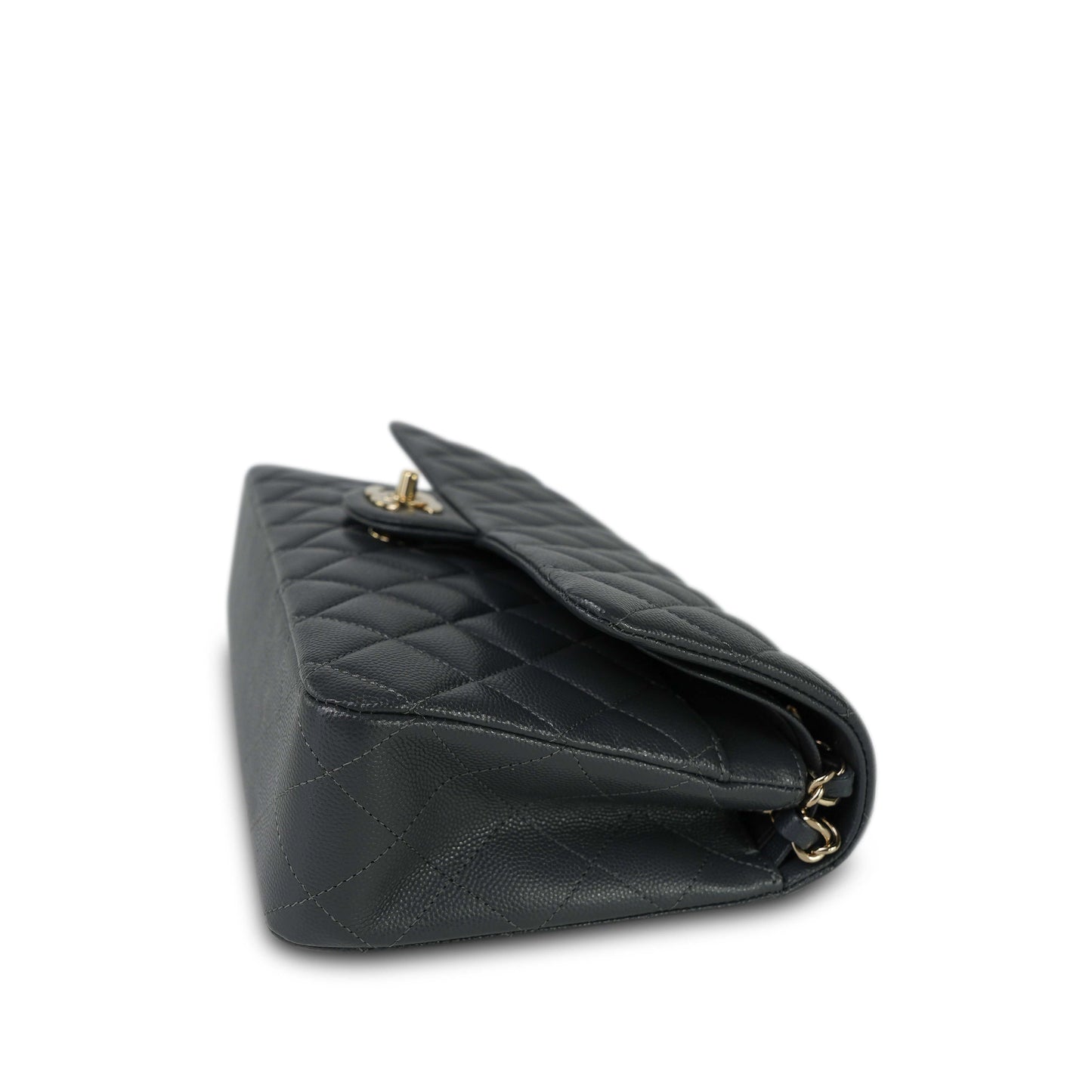 21B Dark Grey Caviar Quilted Classic Flap Medium Light Gold Hardware