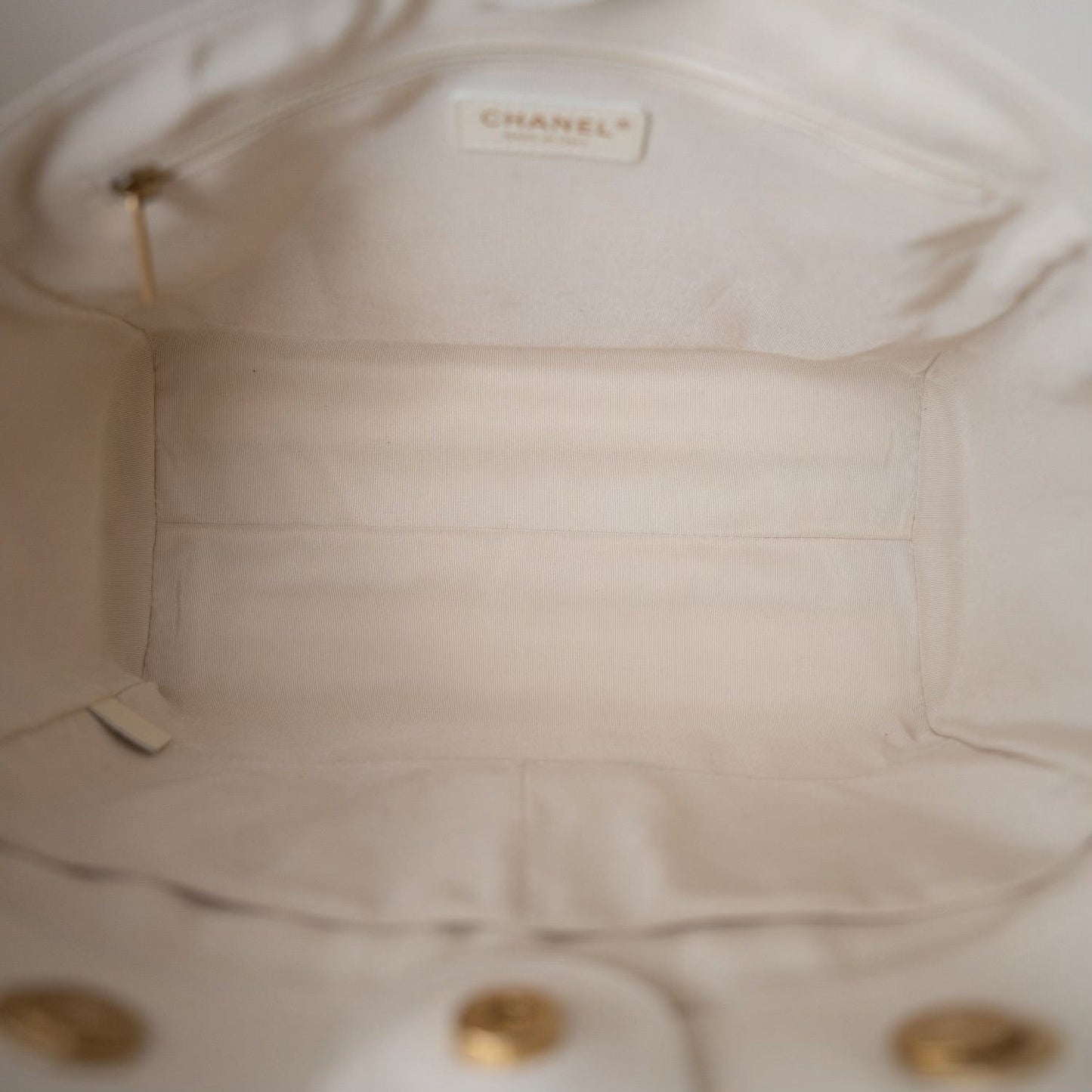 White Calfskin Quilted Embellished Deauville Tote Aged GHW