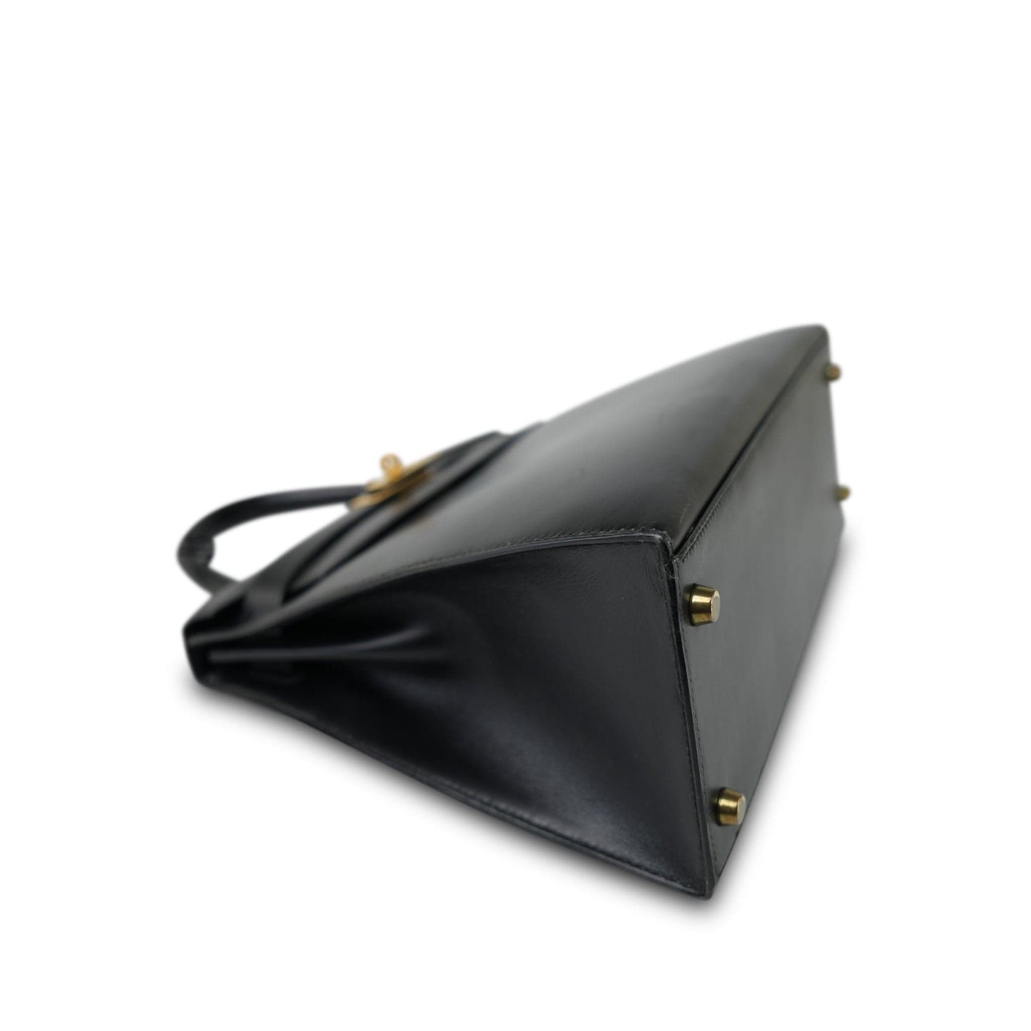 Vintage Kelly 28 Black Box Calfskin Gold Plated