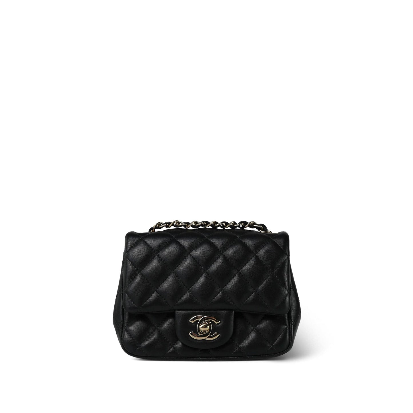 21P Black Lambskin Quilted Mini Square Flap LGHW