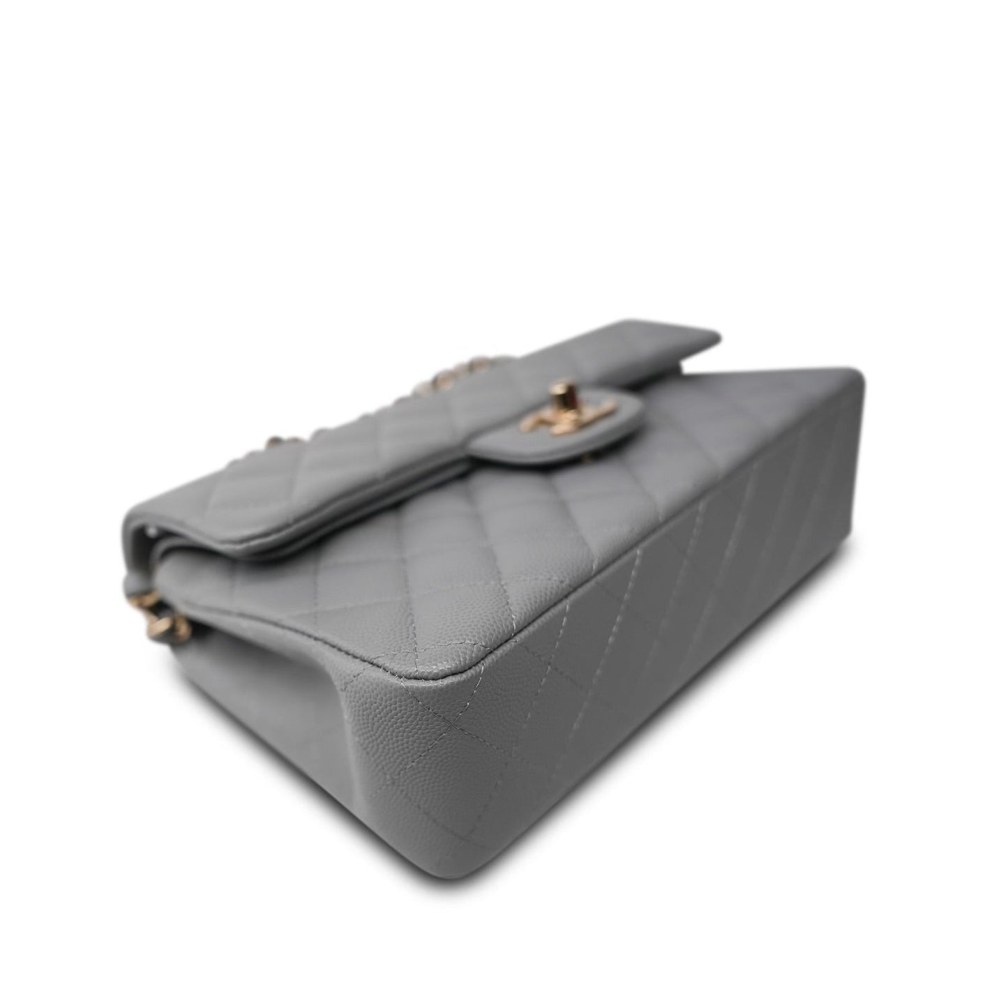 20c Grey Caviar Quilted Classic Flap Small Light Gold Hardware