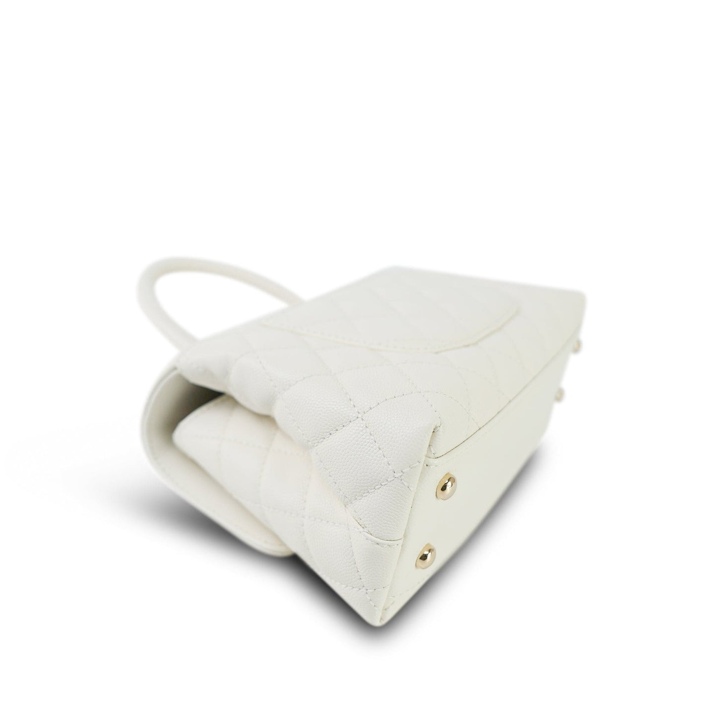 21A White Caviar Quilted Small Coco Handle LGHW