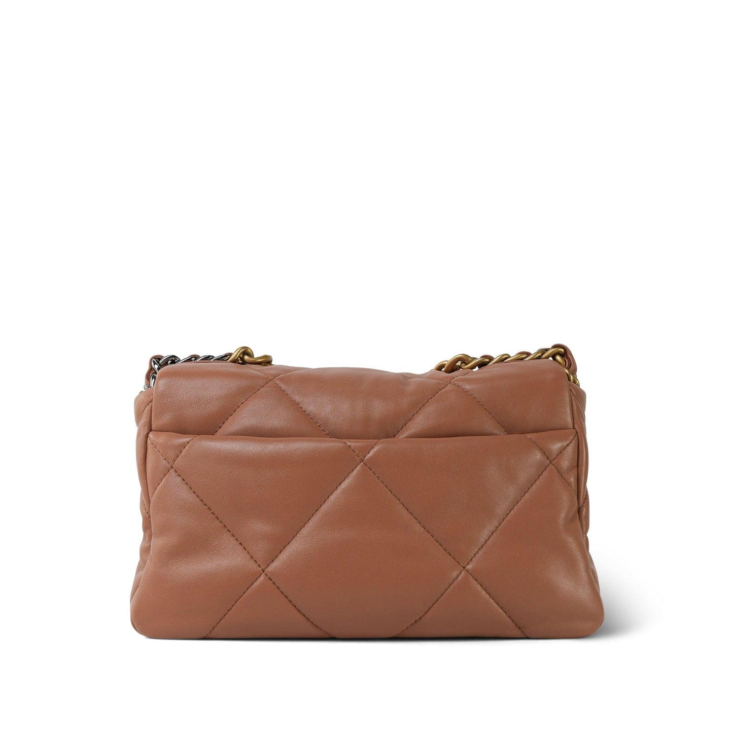 21K Caramel Lambskin Quilted 19 Flap Small Mixed Hardware