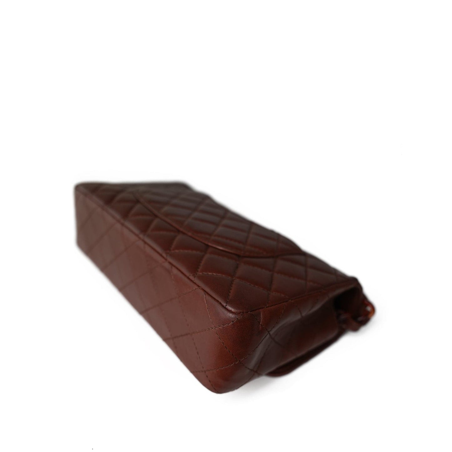 Vintage Brown Lambskin Quilted Single Flap Medium Tortoiseshell Hardware