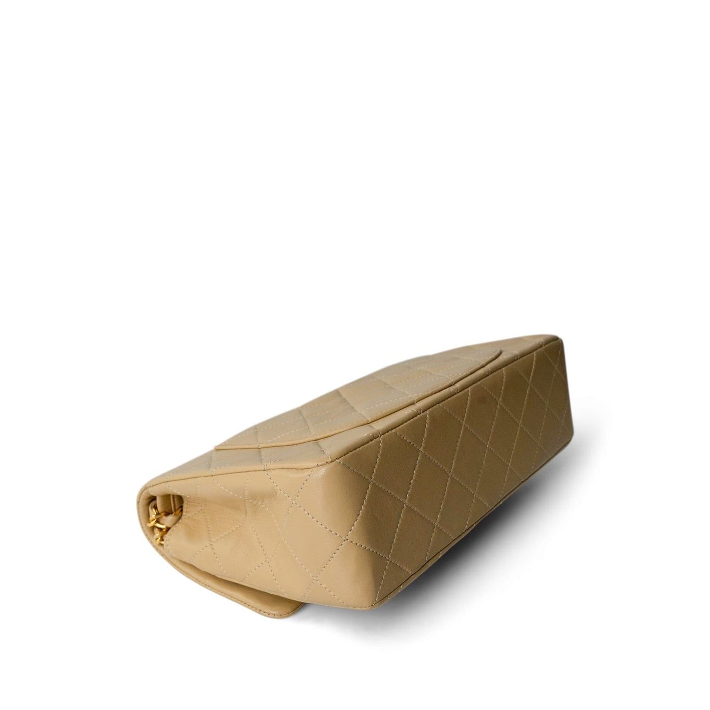 Vintage Beige Lambskin Quilted Classic Flap Small GHW