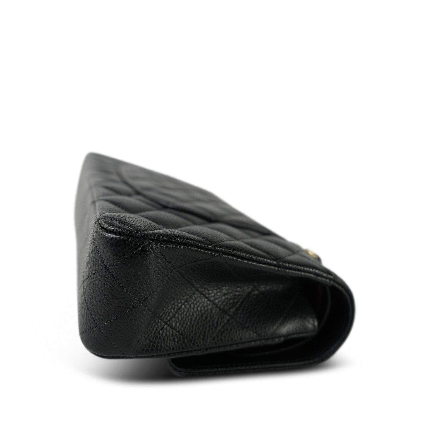 20C Black Caviar Quilted Classic Flap Medium Gold Hardware