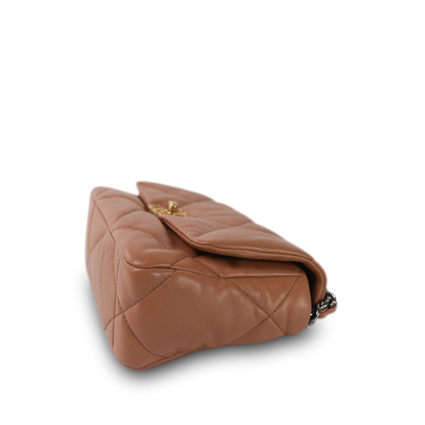 21K Caramel Lambskin Quilted 19 Flap Small Mixed Hardware