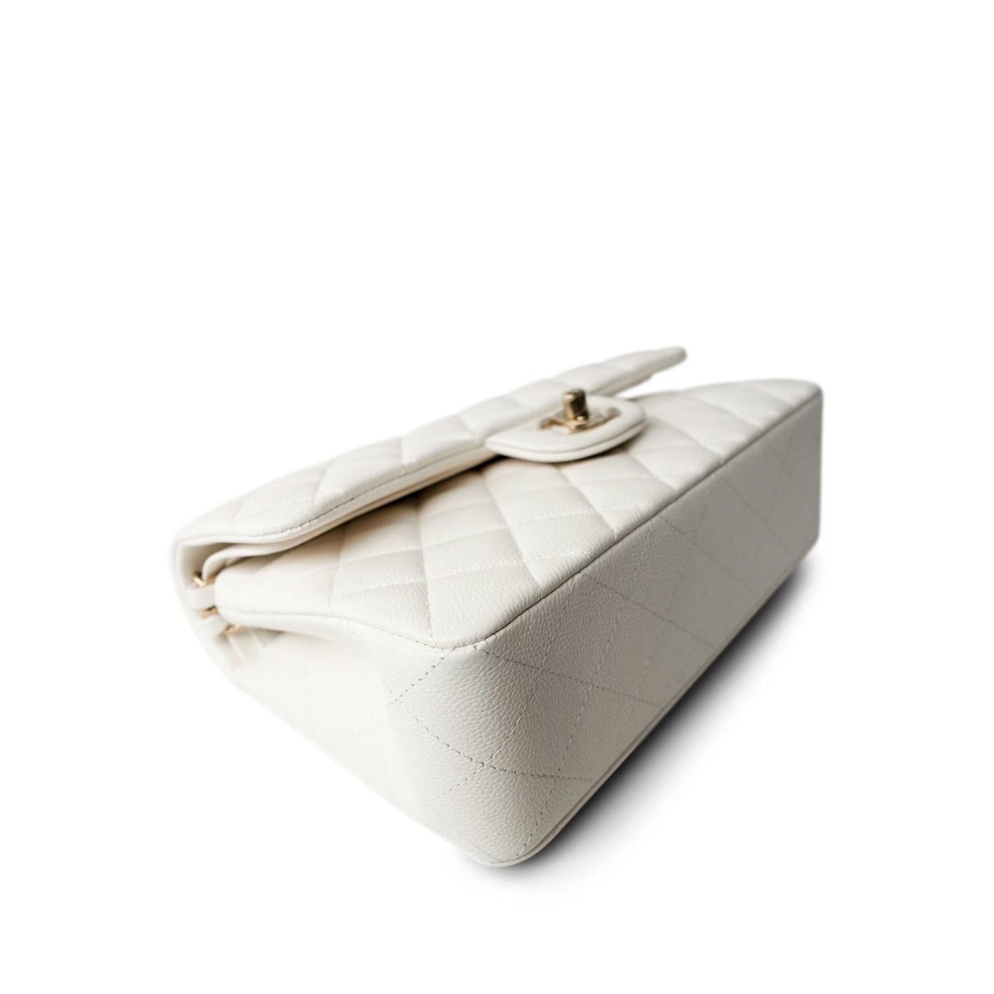 White Caviar Quilted Classic Flap Small LGHW